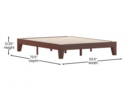 BLNK Evelyn Wood Platform Bed with Wooden Support Slats - Walnut, Queen Size