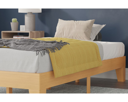 BLNK Evelyn Wood Platform Bed with Wooden Support Slats - Natural Pine, Twin Size