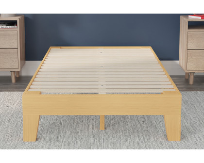 BLNK Evelyn Wood Platform Bed with Wooden Support Slats - Natural Pine, Twin Size