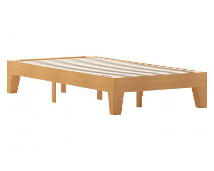 BLNK Evelyn Wood Platform Bed with Wooden Support Slats - Natural Pine, Twin Size