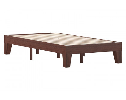 BLNK Evelyn Wood Platform Bed with Wooden Support Slats - Walnut, Twin Size