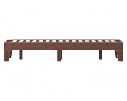 BLNK Evelyn Wood Platform Bed with Wooden Support Slats - Walnut, Twin Size