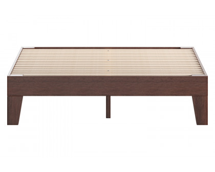 BLNK Evelyn Wood Platform Bed with Wooden Support Slats - Walnut, Twin Size