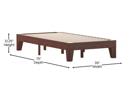 BLNK Evelyn Wood Platform Bed with Wooden Support Slats - Walnut, Twin Size