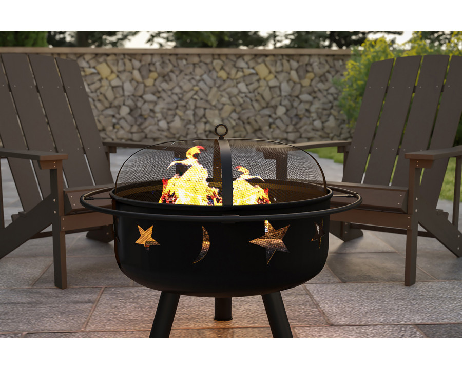 BLNK - Chelton Round Burning Firepit with Mesh Spark Screen