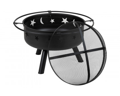 BLNK - Chelton Round Burning Firepit with Mesh Spark Screen