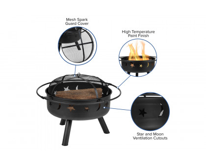 BLNK - Chelton Round Burning Firepit with Mesh Spark Screen