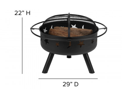 BLNK - Chelton Round Burning Firepit with Mesh Spark Screen