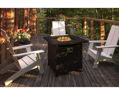 BLNK Olympia Outdoor 50000 BTU Propane Gas Firepit Table with Stainless Steel Tabletop