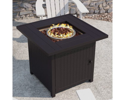 BLNK Olympia Outdoor 50000 BTU Propane Gas Firepit Table with Stainless Steel Tabletop - 28"W