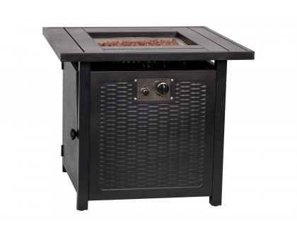 BLNK Olympia Outdoor 50000 BTU Propane Gas Firepit Table with Stainless Steel Tabletop - 28"W