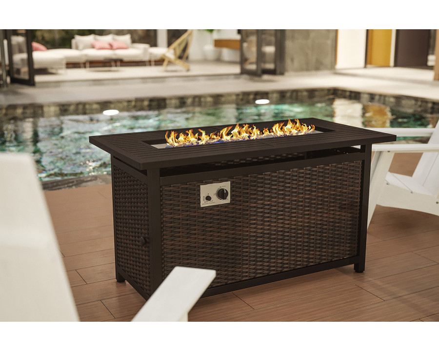 BLNK Olympia Outdoor 50000 BTU Propane Gas Firepit Table with Stainless Steel Tabletop