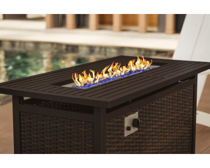 BLNK Olympia Outdoor 50000 BTU Propane Gas Firepit Table with Stainless Steel Tabletop