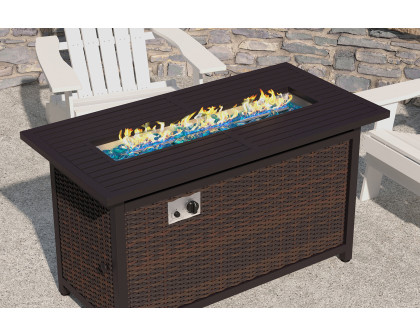 BLNK Olympia Outdoor 50000 BTU Propane Gas Firepit Table with Stainless Steel Tabletop - 45"W