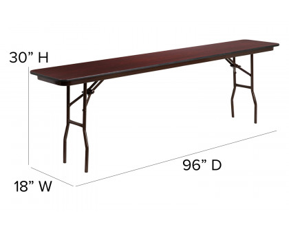 BLNK Frankie Mahogany Melamine Laminate Folding Training Table - 8'L