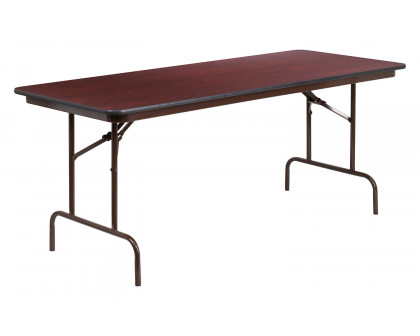 BLNK Floyd Mahogany HP Laminate Folding Banquet Table - 2.5'W x 6'L