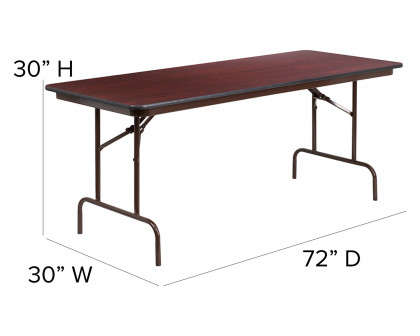 BLNK Floyd Mahogany HP Laminate Folding Banquet Table - 2.5'W x 6'L