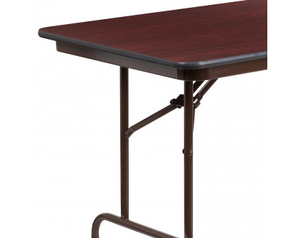 BLNK Frankie Mahogany Melamine Laminate Folding Banquet Table - 2.5'W x 6'L