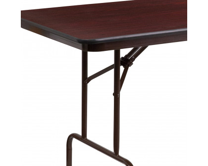 BLNK Frankie Mahogany Melamine Laminate Folding Banquet Table - 2.5'W x 8'L