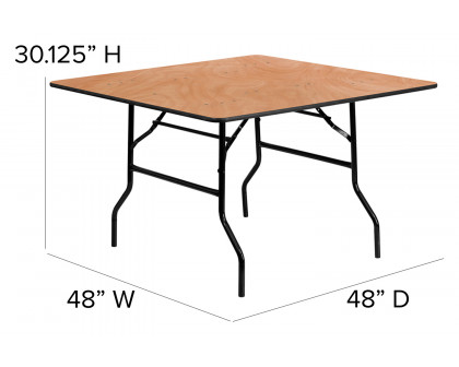 BLNK Gerry Square Wood Folding Banquet Table - 4'W