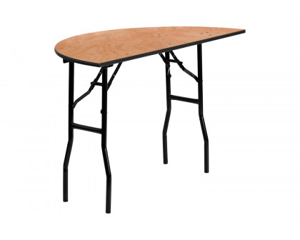 BLNK Furman Round Wood Half-Round Folding Banquet Table - 4'D