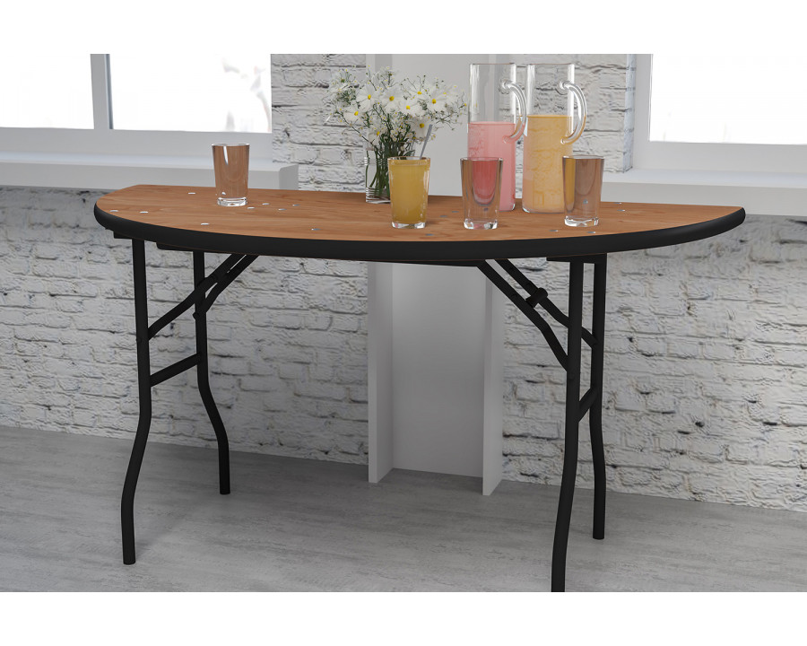 BLNK Furman Round Wood Half-Round Folding Banquet Table