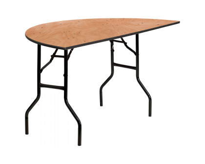 BLNK Furman Round Wood Half-Round Folding Banquet Table