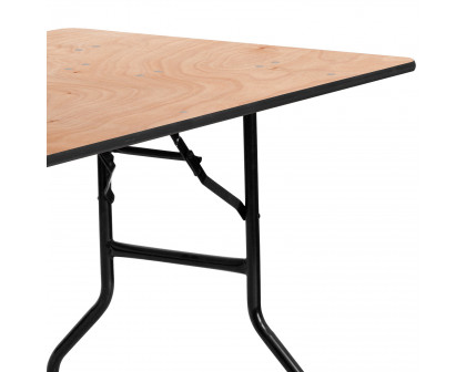 BLNK Gael Rectangular Wood Folding Banquet Table with Clear Coated Finished Top - 5'W x 2.5'L