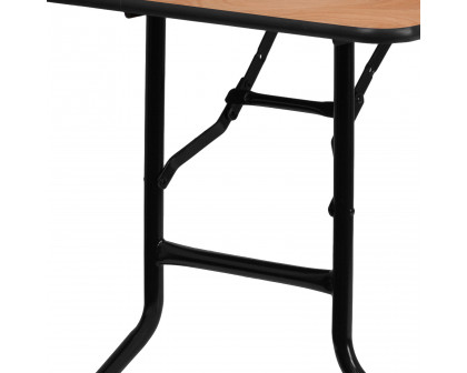 BLNK Gael Rectangular Wood Folding Banquet Table with Clear Coated Finished Top - 5'W x 2.5'L