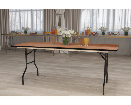 BLNK Gael Rectangular Wood Folding Banquet Table with Clear Coated Finished Top