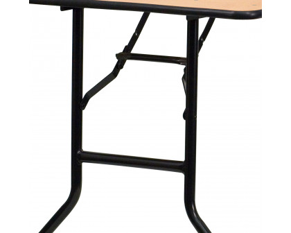 BLNK Gael Rectangular Wood Folding Banquet Table with Clear Coated Finished Top - 6'W x 2.5'L