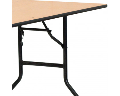 BLNK Gael Rectangular Wood Folding Banquet Table with Clear Coated Finished Top - 6'W x 2.5'L