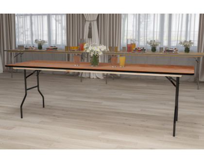 BLNK Gael Rectangular Wood Folding Banquet Table with Clear Coated Finished Top