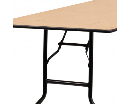 BLNK Gael Rectangular Wood Folding Banquet Table with Clear Coated Finished Top - 2.5'W x 8'L