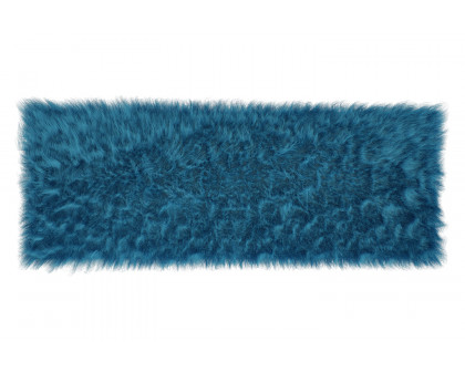 BLNK Chalet Collection Faux Fur Area Rug with Polyester Backing - Turquoise, 2'W x 7'L