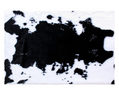 BLNK Barstow Collection Faux Cowhide Print Area Rug with Polyester Backing - Black, 2'W x 3'L