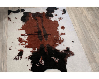 BLNK Barstow Collection Faux Cowhide Print Area Rug with Polyester Backing - Brown, 3'W x 5'L