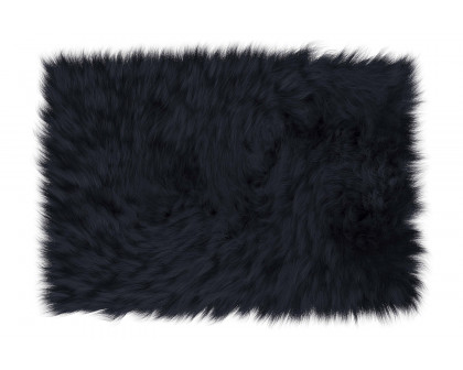 BLNK Chalet Collection Faux Fur Area Rug with Polyester Backing - Black, 2'W x 3'L