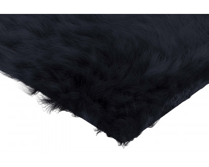 BLNK Chalet Collection Faux Fur Area Rug with Polyester Backing - Black, 2'W x 3'L