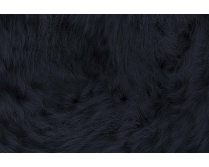 BLNK Chalet Collection Faux Fur Area Rug with Polyester Backing - Black, 2'W x 3'L