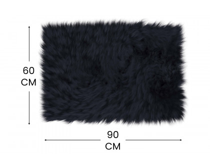 BLNK Chalet Collection Faux Fur Area Rug with Polyester Backing - Black, 2'W x 3'L