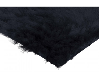 BLNK Chalet Collection Faux Fur Area Rug with Polyester Backing - Black, 2'W x 7'L