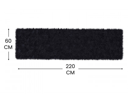 BLNK Chalet Collection Faux Fur Area Rug with Polyester Backing - Black, 2'W x 7'L