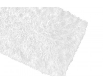 BLNK Chalet Collection Faux Fur Area Rug with Polyester Backing - White, 2'W x 7'L