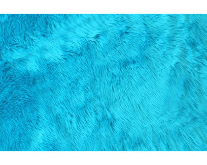 BLNK Chalet Collection Round Faux Fur Area Rug with Polyester Backing - Turquoise, 4'W x 4'L