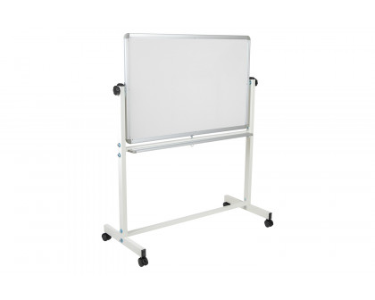 BLNK HERCULES Series Reversible Mobile Cork Bulletin Board and White Board with Pen Tray - 45.25"W x 54.75"H