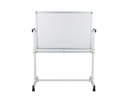 BLNK HERCULES Series Reversible Mobile Cork Bulletin Board and White Board with Pen Tray - 45.25"W x 54.75"H