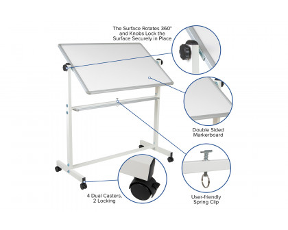 BLNK HERCULES Series Double-Sided Mobile White Board with Pen Tray - 45.25"W x 54.75"H