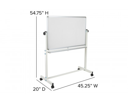 BLNK HERCULES Series Double-Sided Mobile White Board with Pen Tray - 45.25"W x 54.75"H