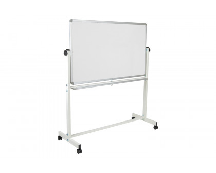 BLNK HERCULES Series Reversible Mobile Cork Bulletin Board and White Board with Pen Tray - 53"W x 59"H